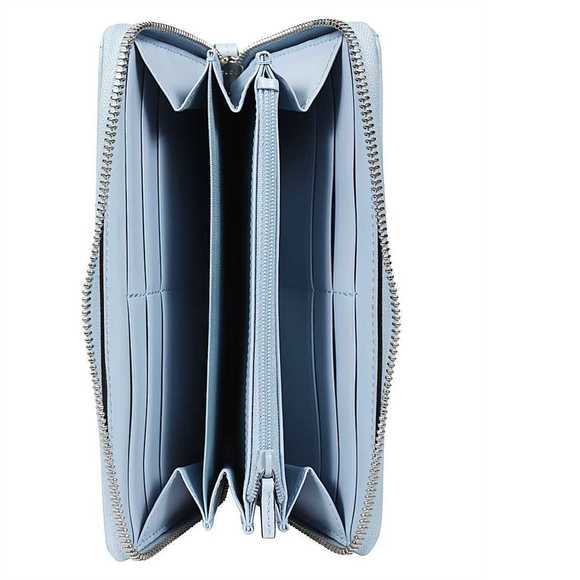 Gucci GG Marmont Ice Light Chevron Blue Continental Wallet Blue Leather New - Picture 3 of 3